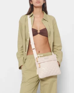 Rose Rec With Sequin Metro Flat Crossbody