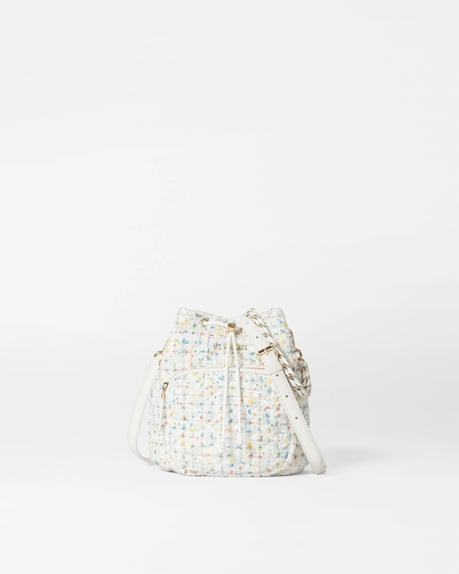 White Boucle Crosby Drawstring Bucket Bag 2 White Boucle Crosby Drawstring Bucket Bag - Image 2