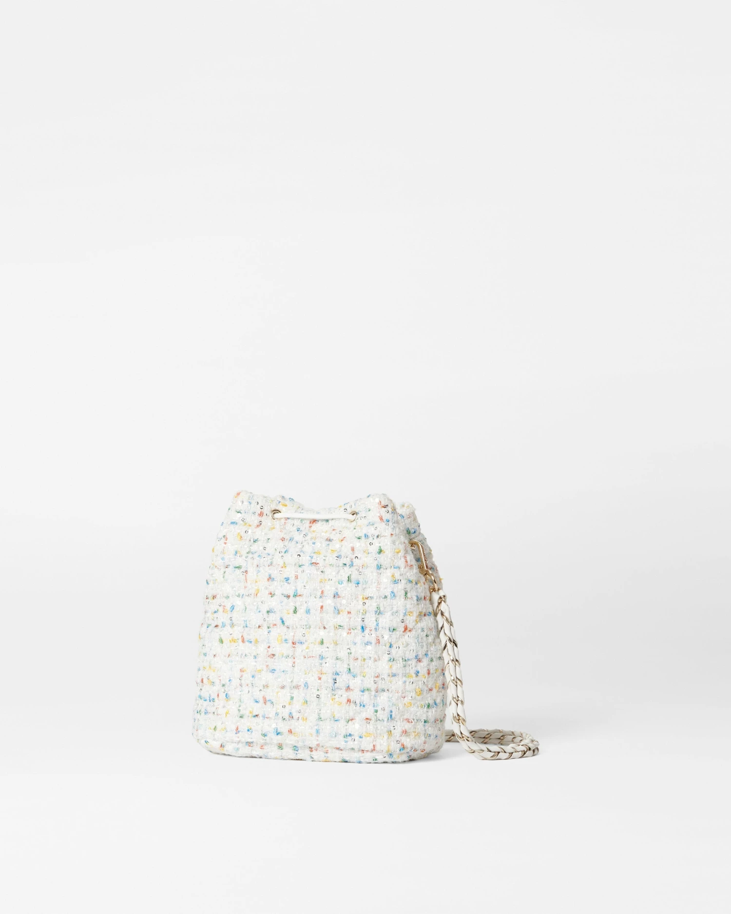 White Boucle Crosby Drawstring Bucket Bag 3 White Boucle Crosby Drawstring Bucket Bag - Image 3