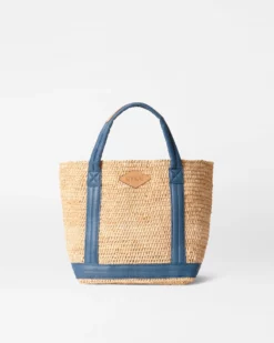 Raffia With Denim Small Raffia Tote