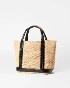 Raffia/Black Lacquer Small Raffia Tote -US Suitcase Sales Store 1471N1946 A2