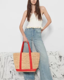 Raffia With Cherry Large Raffia Tote -US Suitcase Sales Store 1472N1930 A11