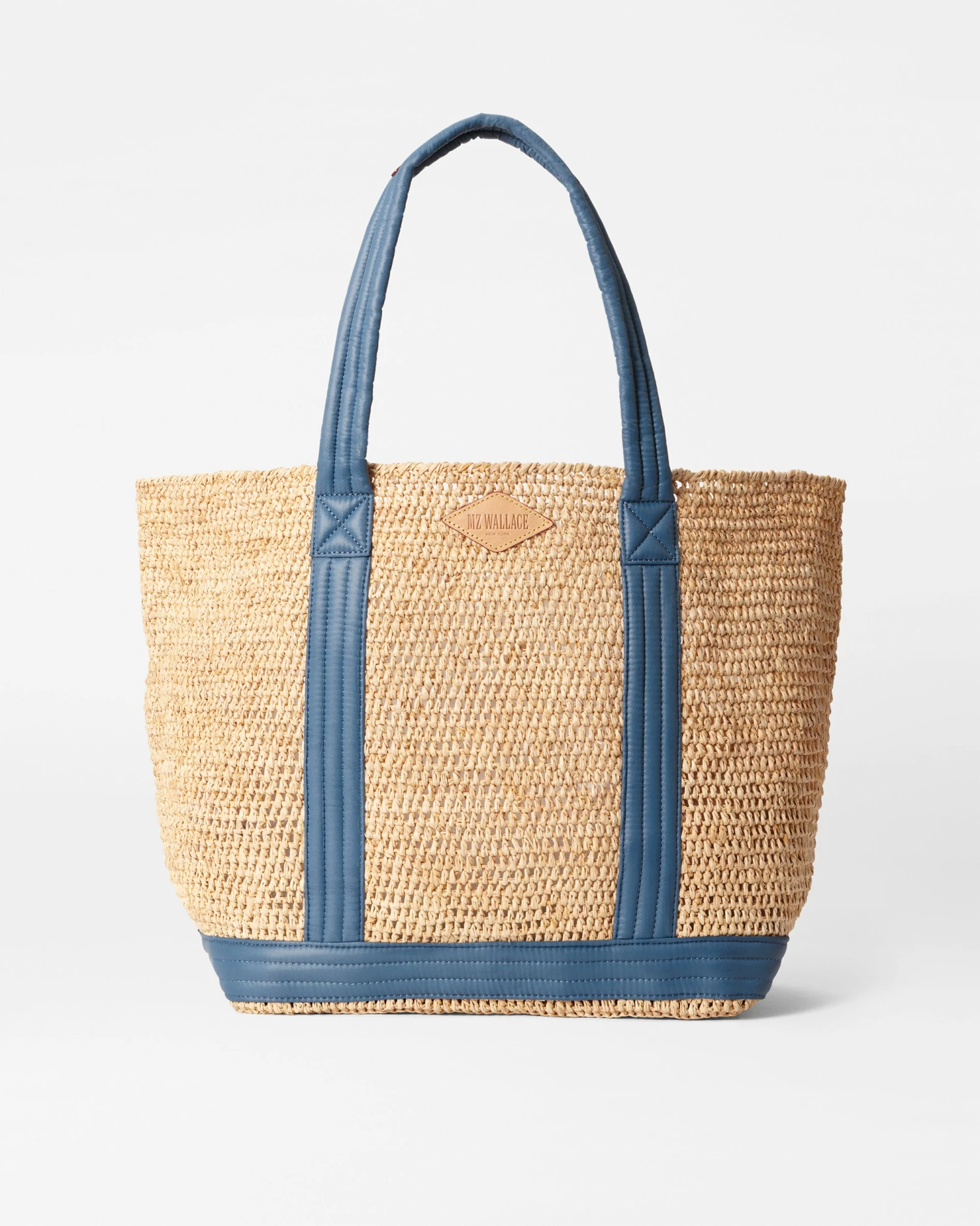 Raffia With Denim Large Raffia Tote 1 Raffia With Denim Large Raffia Tote