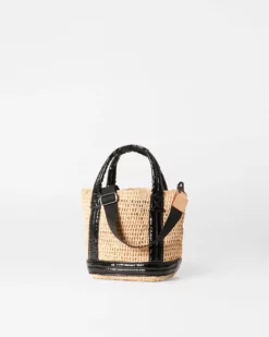Raffia/Black Lacquer Mini Raffia Tote -US Suitcase Sales Store 1473N1946 A2