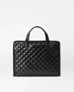 Quilted Black Leather Medium Metro Box Tote