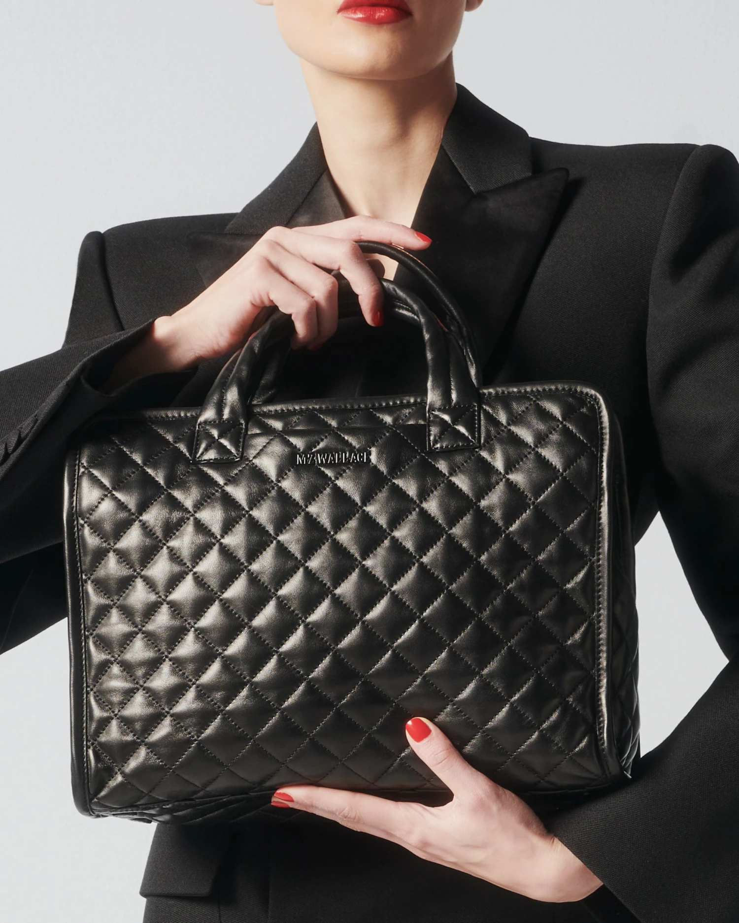 Quilted Black Leather Medium Metro Box Tote 2 Quilted Black Leather Medium Metro Box Tote - Image 2