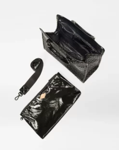 Black Lacquer Medium Woven Box Tote -US Suitcase Sales Store 1495N1742 A3