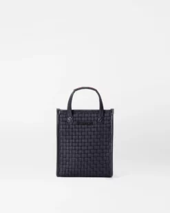 Black Micro Woven Box Tote