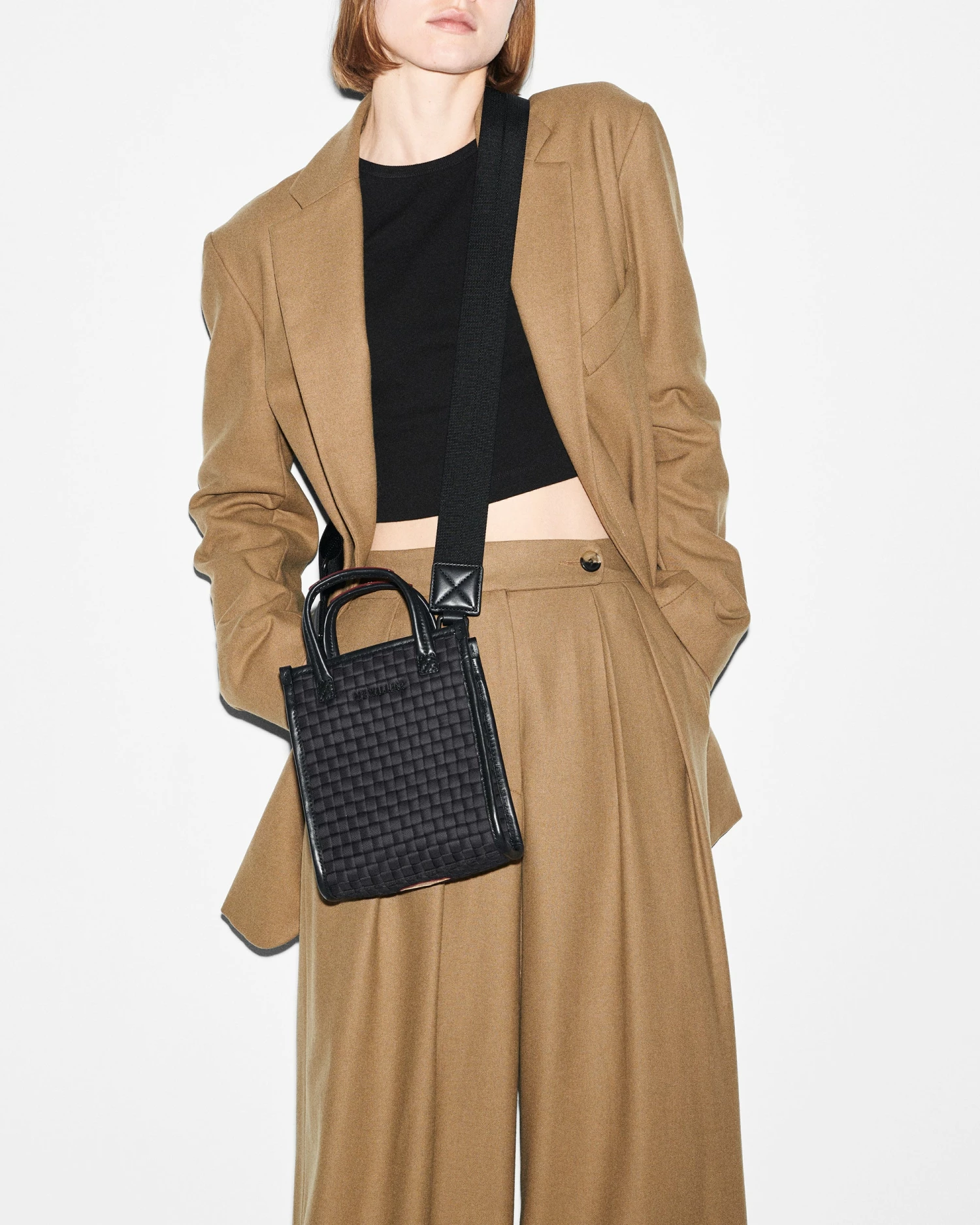 Black Micro Woven Box Tote 2 Black Micro Woven Box Tote - Image 2