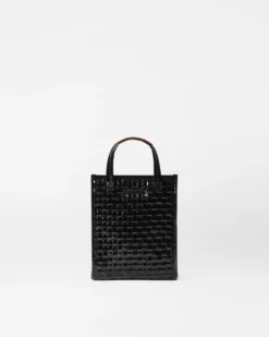 Black Lacquer Micro Woven Box Tote