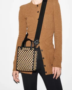 Camel & Black Micro Woven Box Tote -US Suitcase Sales Store 1497N1980 A12