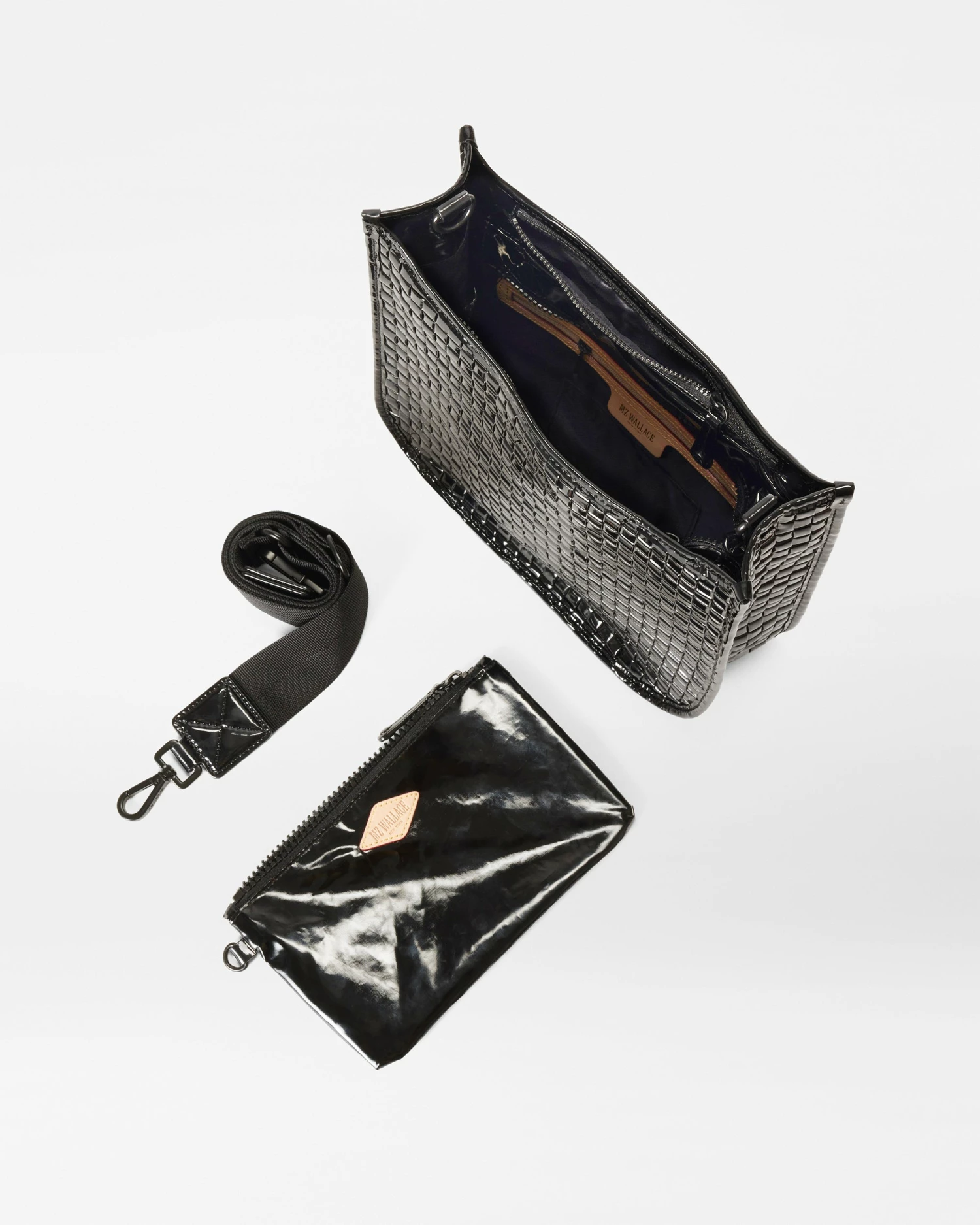 Black Lacquer Woven Box Crossbody 4 Black Lacquer Woven Box Crossbody - Image 4