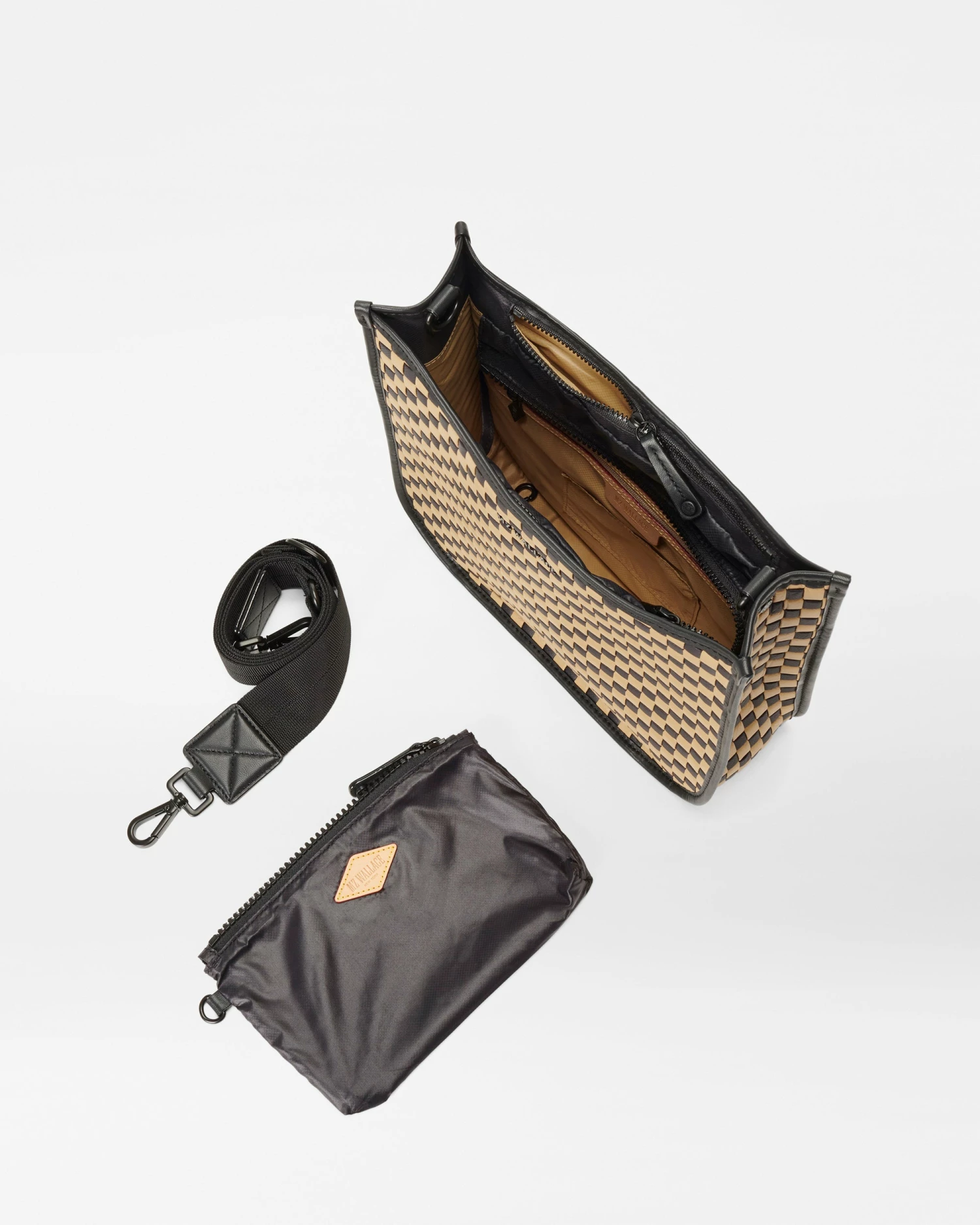 Camel & Black Woven Box Crossbody 4 Camel & Black Woven Box Crossbody - Image 4