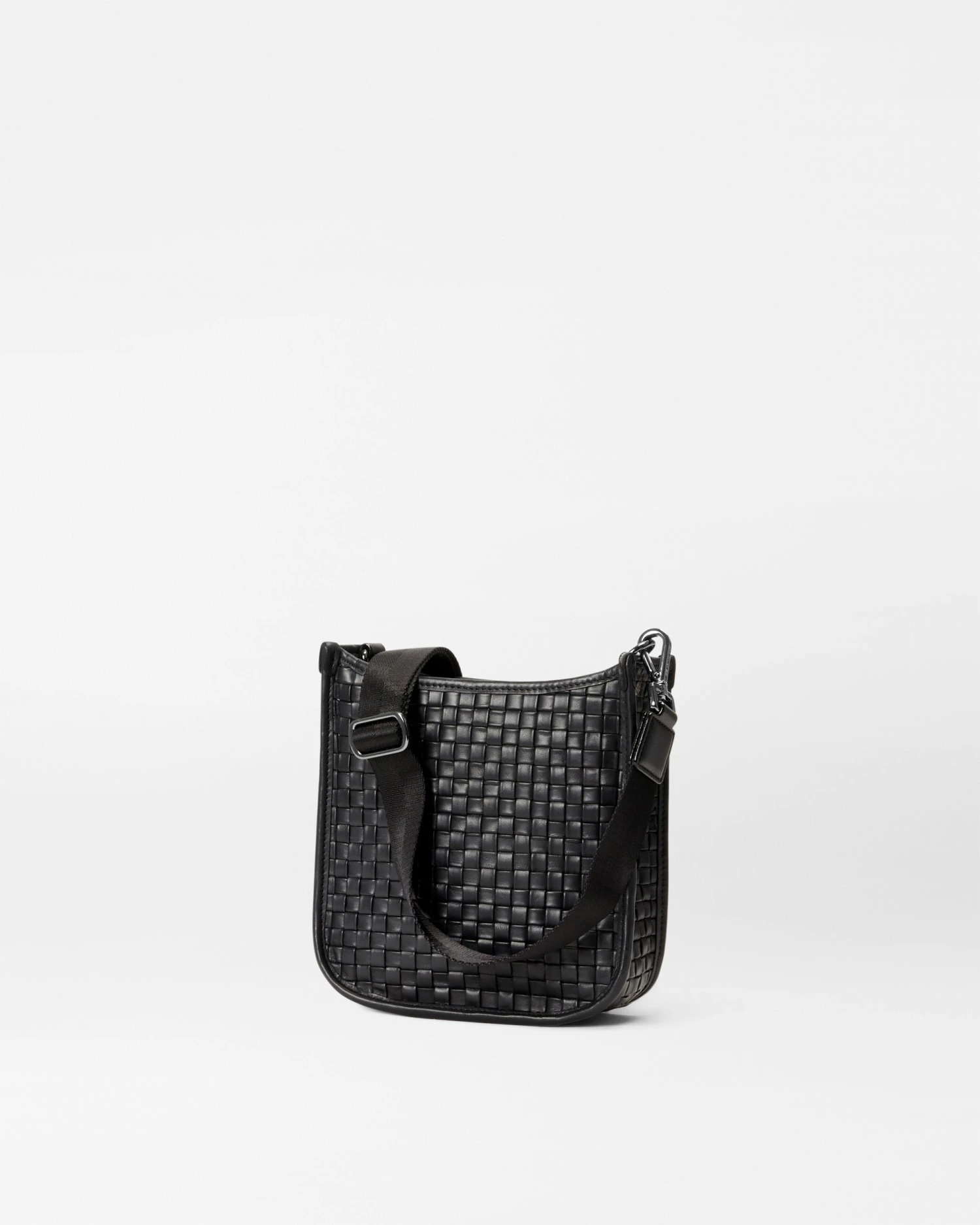 Black Leather Small Woven Box Crossbody 3 Black Leather Small Woven Box Crossbody - Image 3