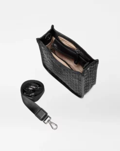 Black Leather Small Woven Box Crossbody 9 Black Leather Small Woven Box Crossbody -US Suitcase Sales Store 1510N1951 A3