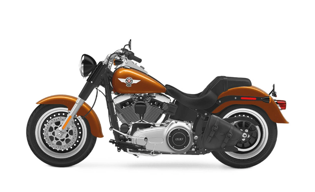 Viking Dark Age Plain Leather Motorcycle Swing Arm Bag For Harley Softail - Image 2