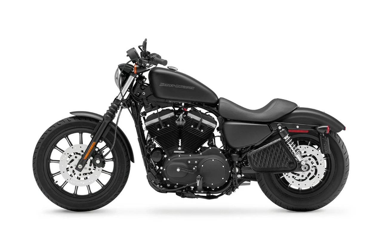 Viking Iron Born Diamond Stitch Leather Motorcycle Swing Arm Bag For Harley Davidson Sportster 2 Viking Iron Born Diamond Stitch Leather Motorcycle Swing Arm Bag For Harley Davidson Sportster - Image 2