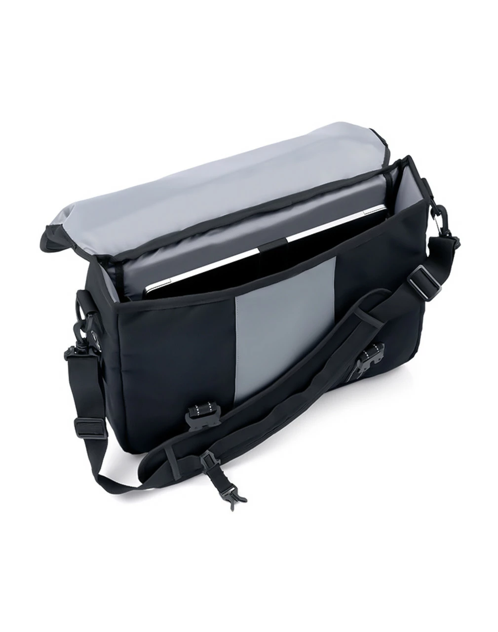 Viking Duo-tone Medium Motorcycle Messenger Bag Gray/Black 5 Viking Duo-tone Medium Motorcycle Messenger Bag Gray/Black - Image 5