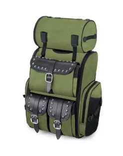 VikingBags Extra Large Studded Green Motorcycle Tail Bag