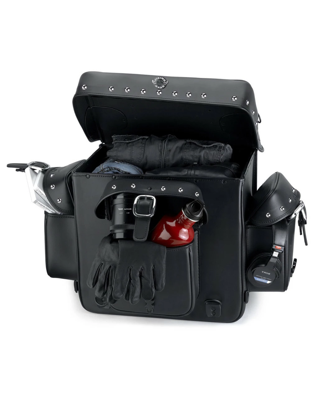 Viking Revival Series Large Studded Motorcycle Sissy Bar Bag - Image 3