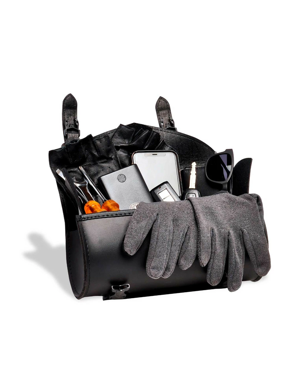 Viking Dark Age Plain Leather Motorcycle Handlebar Bag 3 Viking Dark Age Plain Leather Motorcycle Handlebar Bag - Image 3