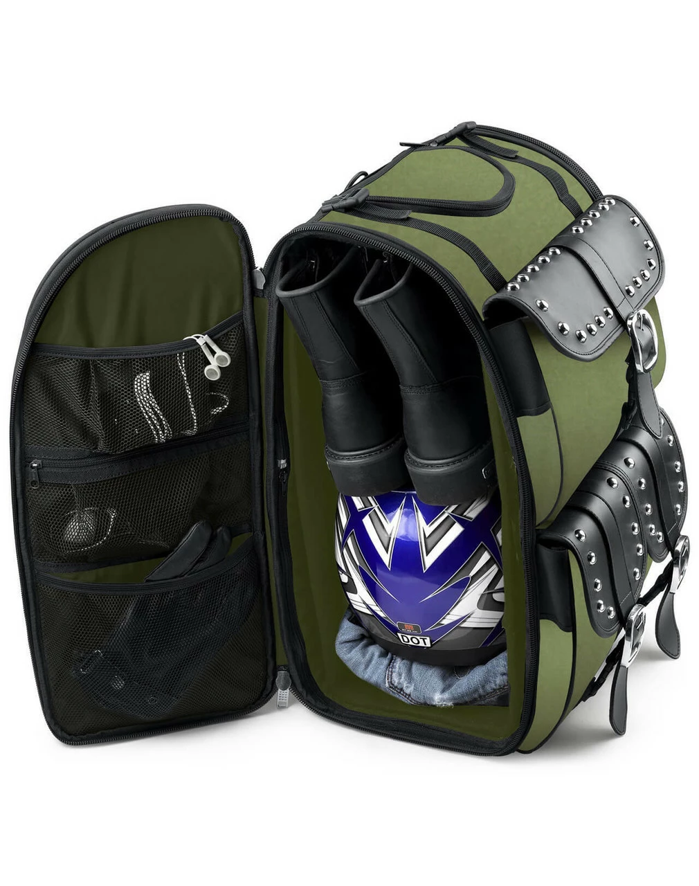 VikingBags Extra Large Studded Green Motorcycle Tail Bag 3 VikingBags Extra Large Studded Green Motorcycle Tail Bag - Image 3